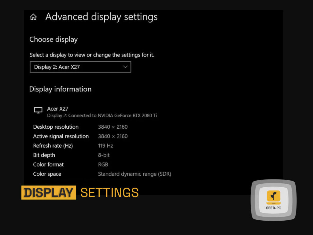 advance display setting seedpc