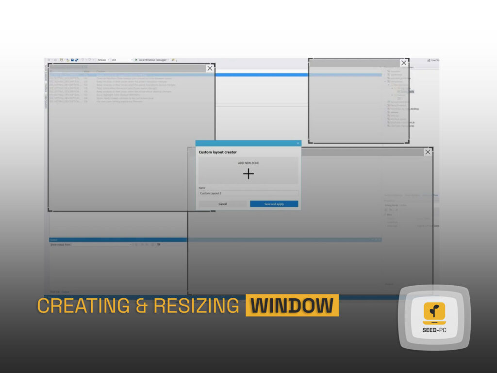 creating and resizing windows seedpc