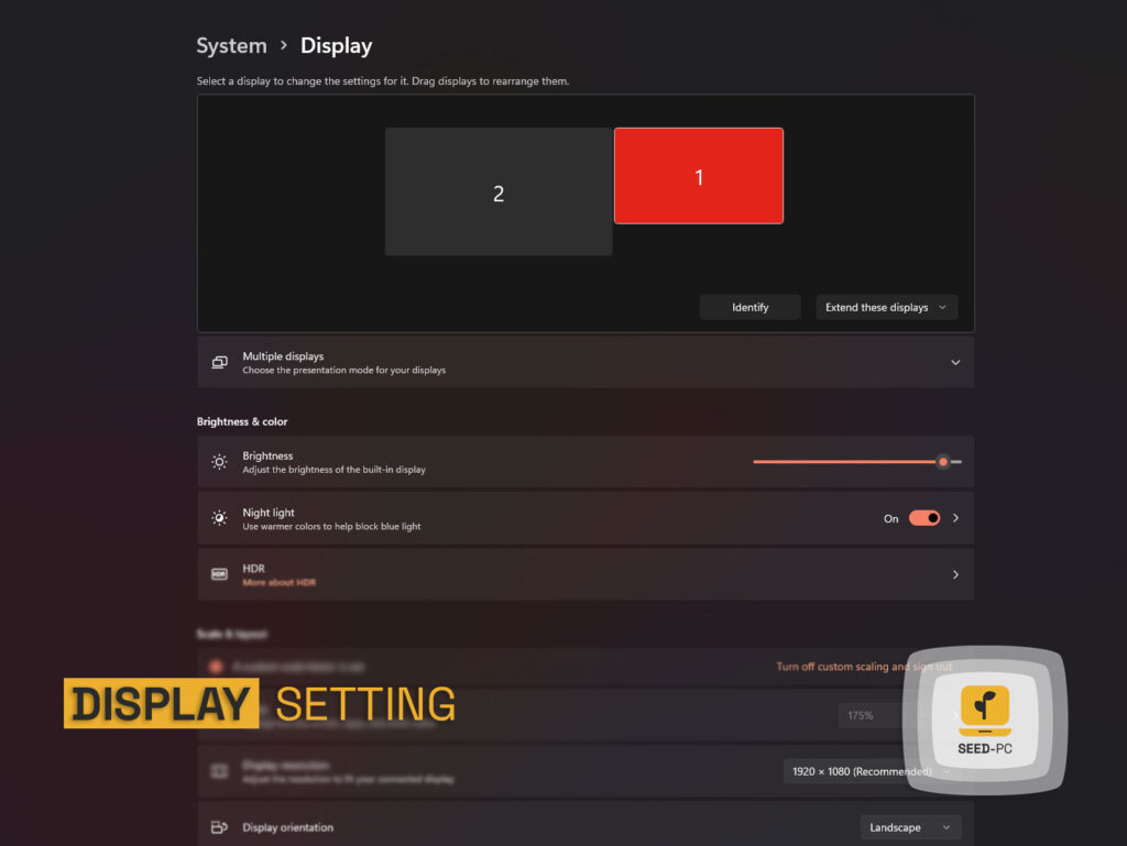 display setting seedpc