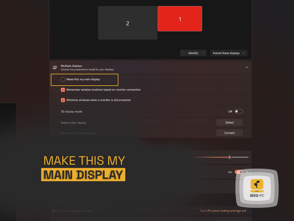 make this my main display seed pc