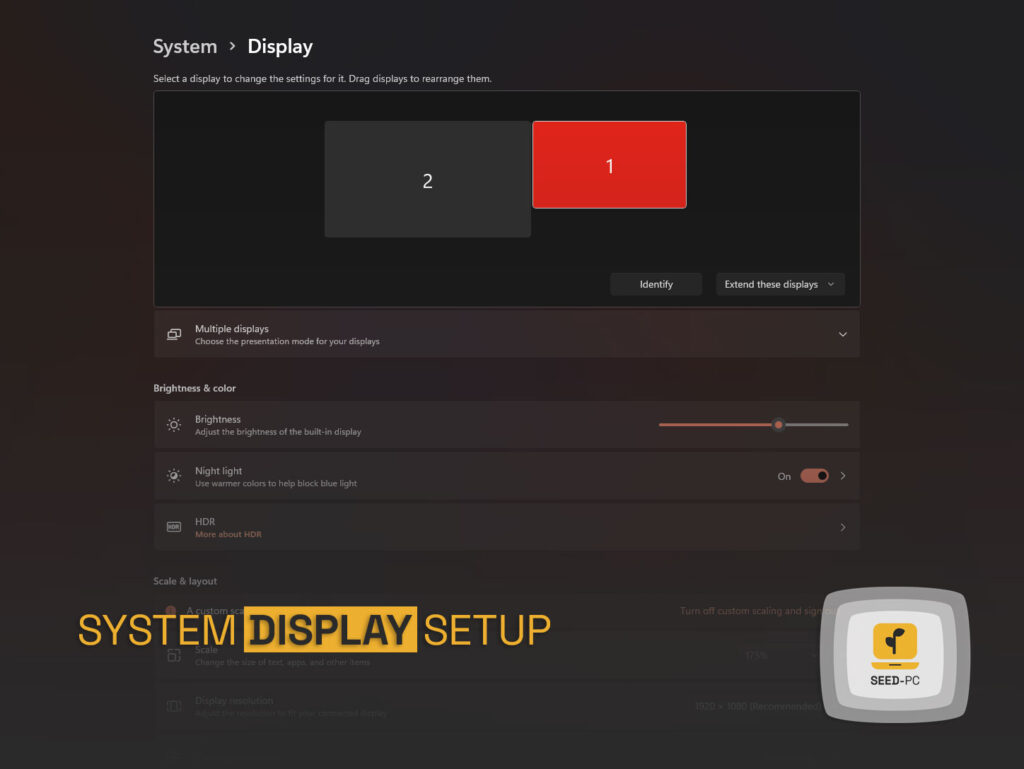 system display setup seedpc