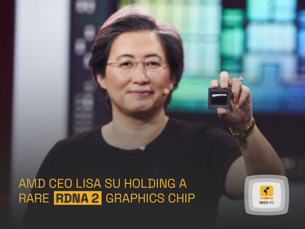 amd ceo lisa su holding a rare rdna 2 graphics chip seedpc