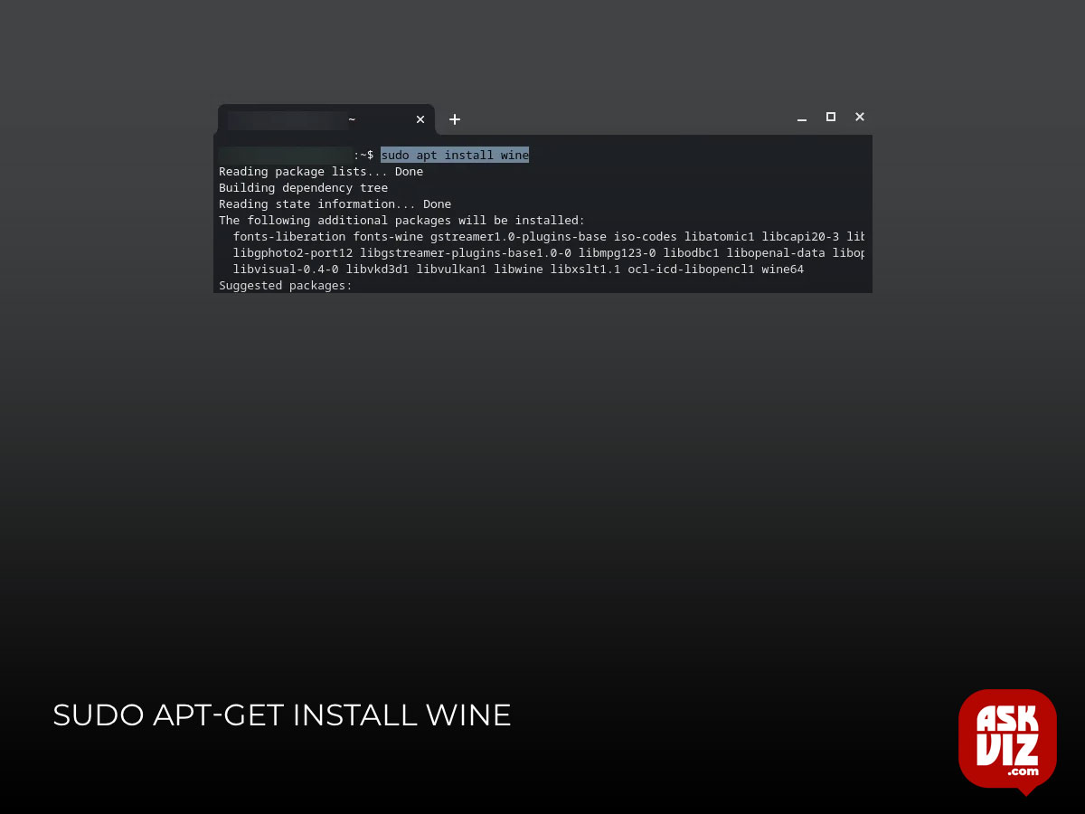 sudo apt-get install Wine askviz