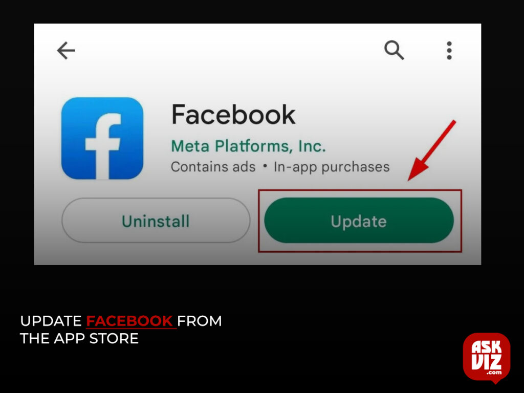 update the facebook from the app store askviz
