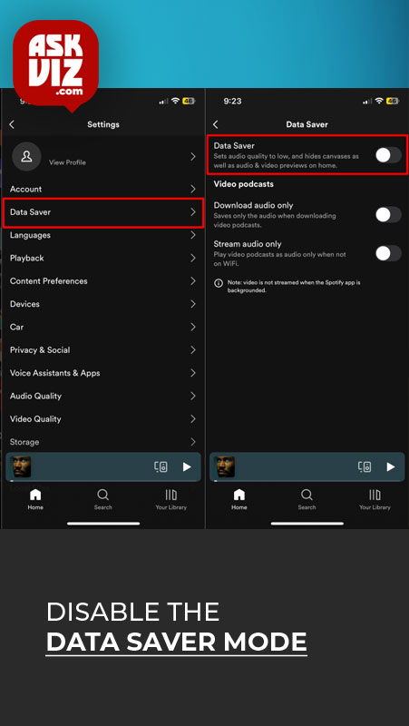 2.2 Disable Data Saver Mode askviz