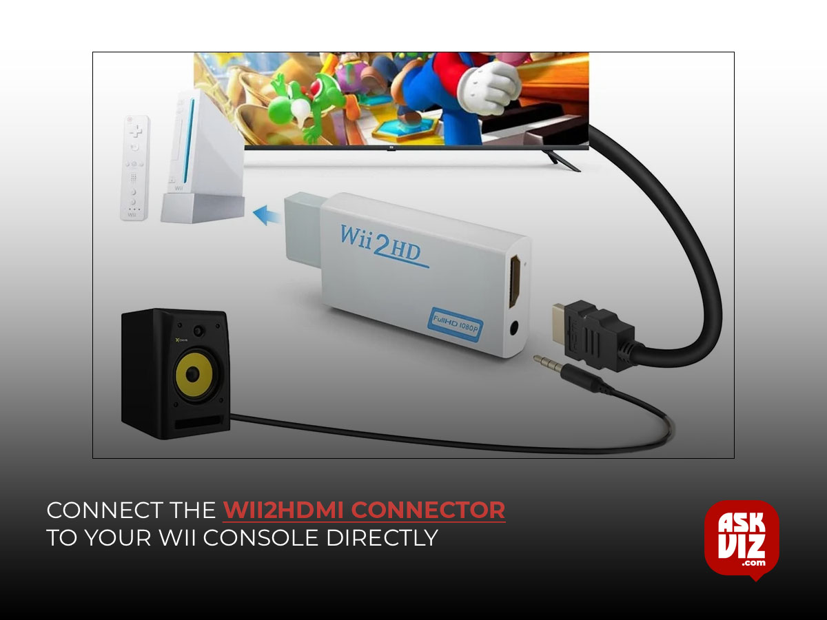 Connect the Wii2HDMI connector to your Wii console directly askviz