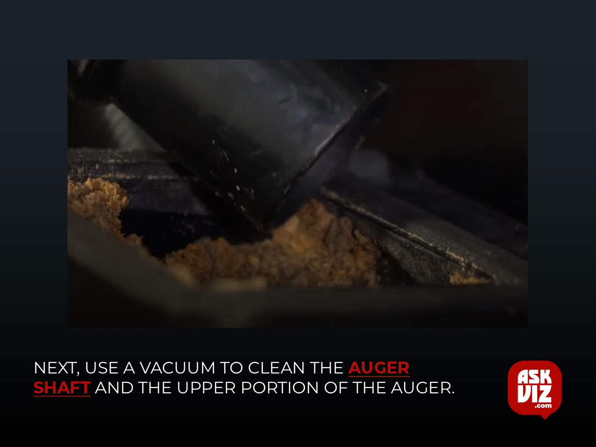 Next, use a vacuum to clean the auger shaft and the upper portion of the auger askviz